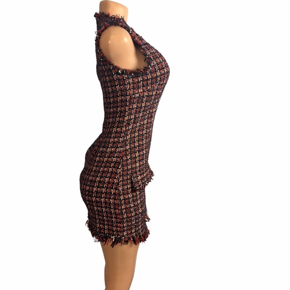 Fate Burgundy & Black Tweed Mini Dress - Picture 5 of 12